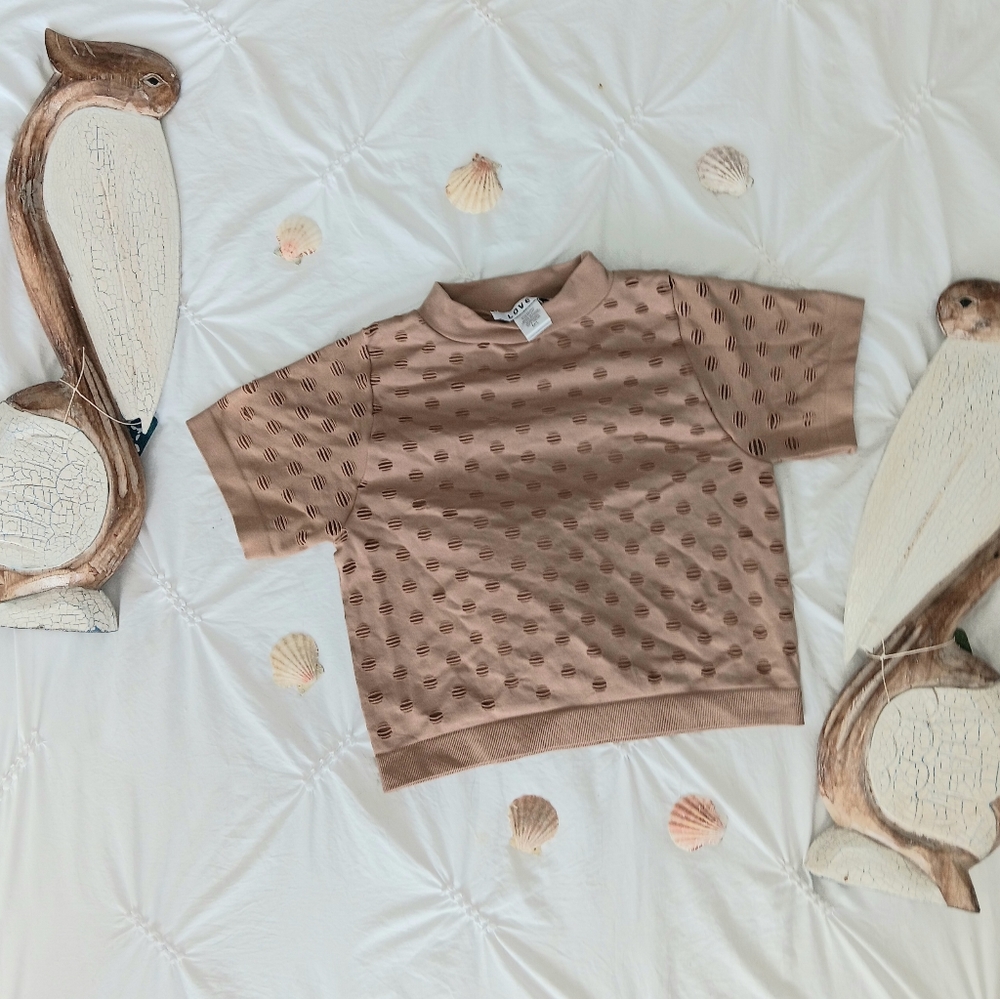 Tan cut-out crop top